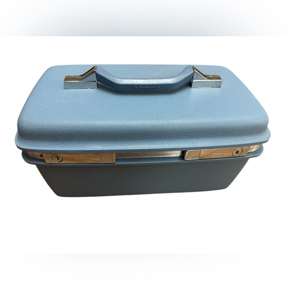 Vintage 60s 70s Blue Samsonite Montbello Travel makeup Case - Picture 2 of 7